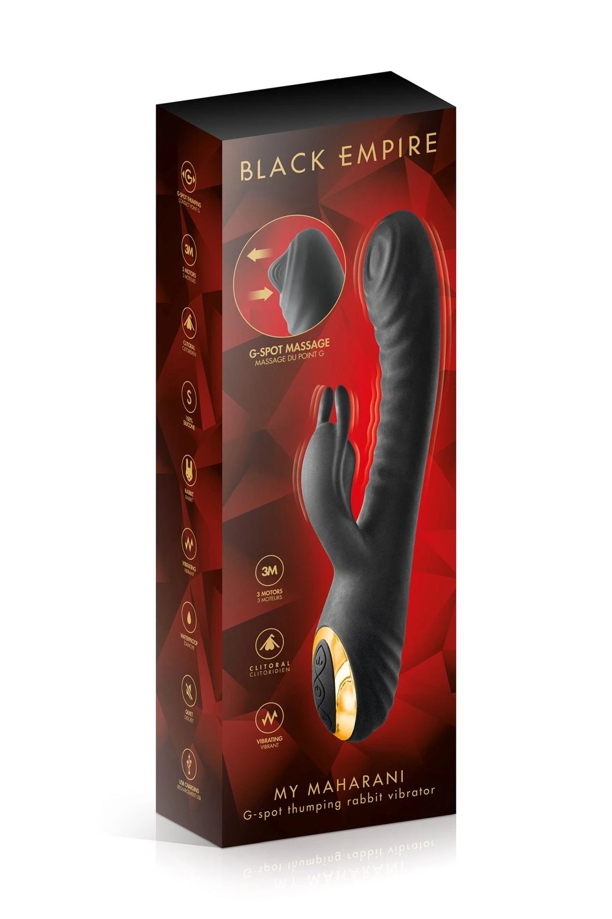 Vibratore rabbit Maharani 10 funzioni – ricaricabile, nero | Black Empire