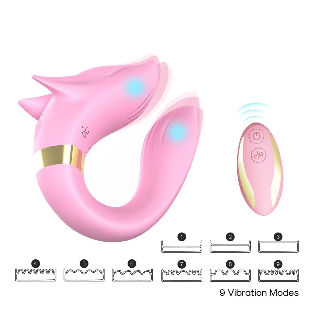 Stimolatore clitorideo Fox 9 funzioni – con telecomando, ricaricabile, rosa | Favorites