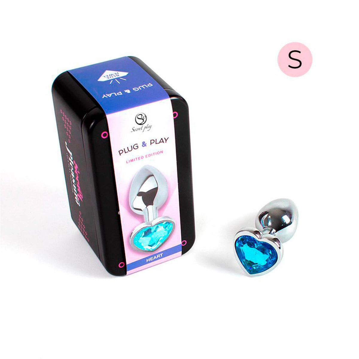 Plug anale Heart – con gioiello, blu | Secret Play