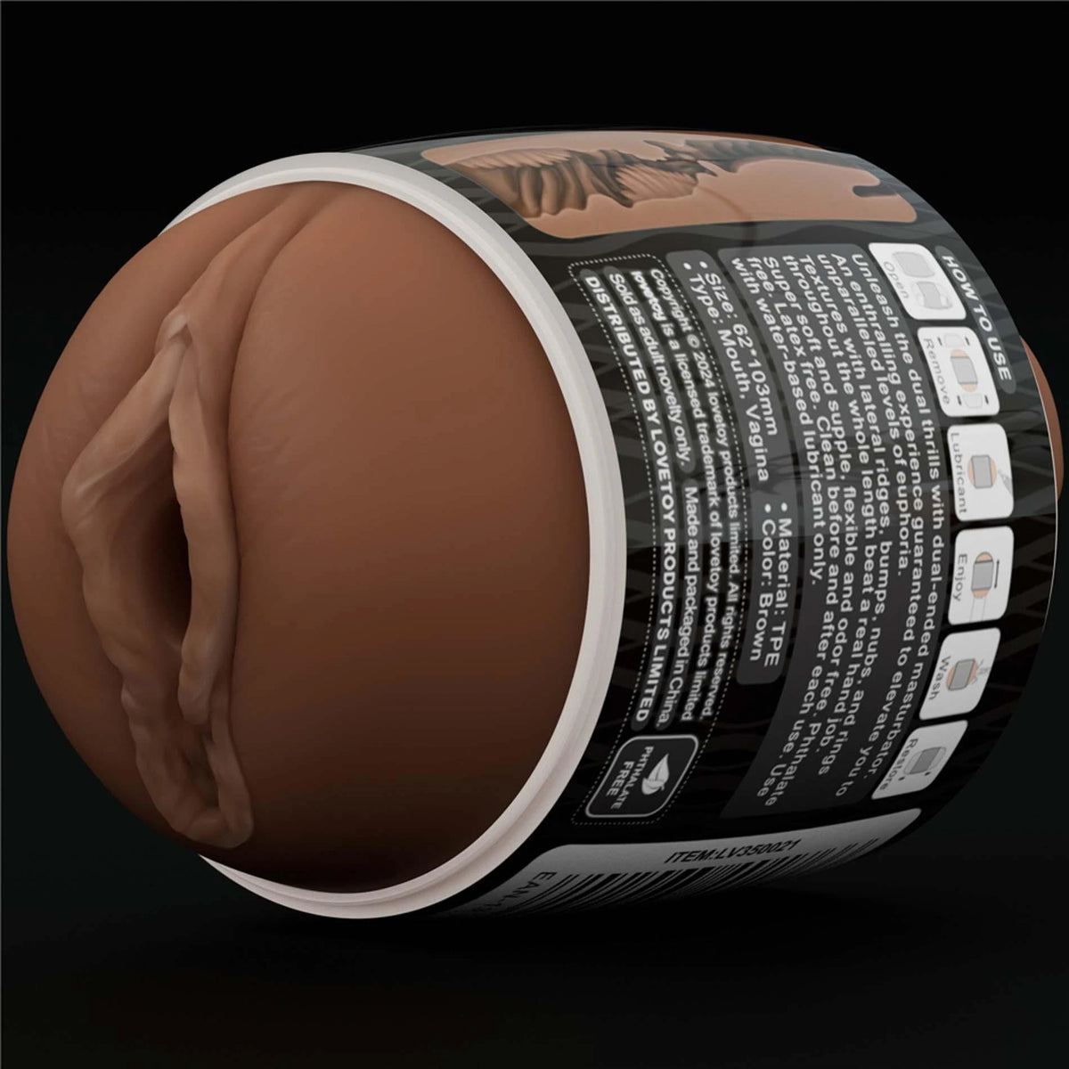 Masturbator Slider Ended 10.3 cm – vibrating, double, brown 10-LV350021 | Lovetoy