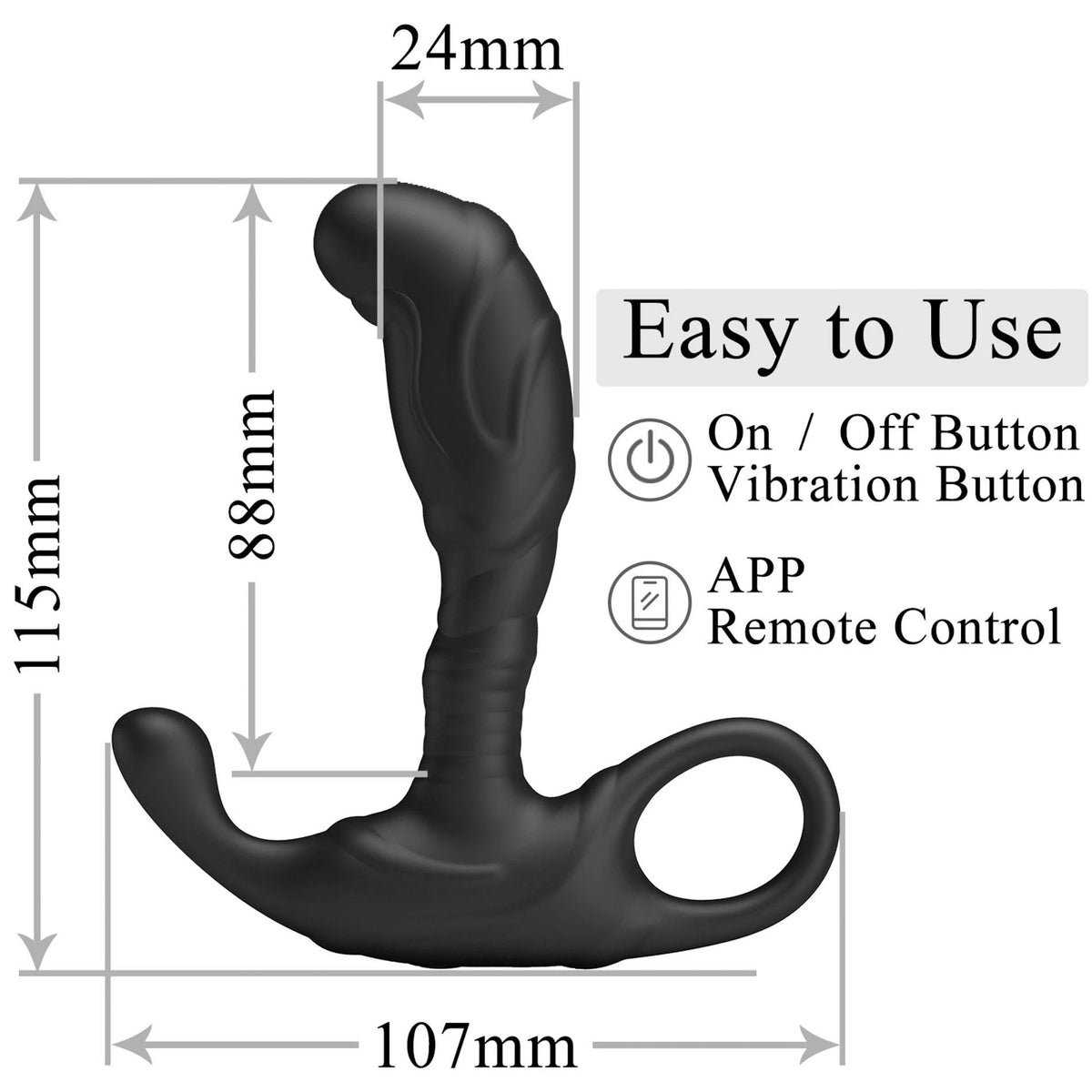 Plug anale Andrew Controlled 12 funzioni – controllo da app, ricaricabile, nero | Pretty Love
