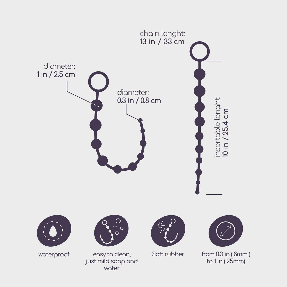 Palline anali Chain 25.4 cm – nera | Crushious