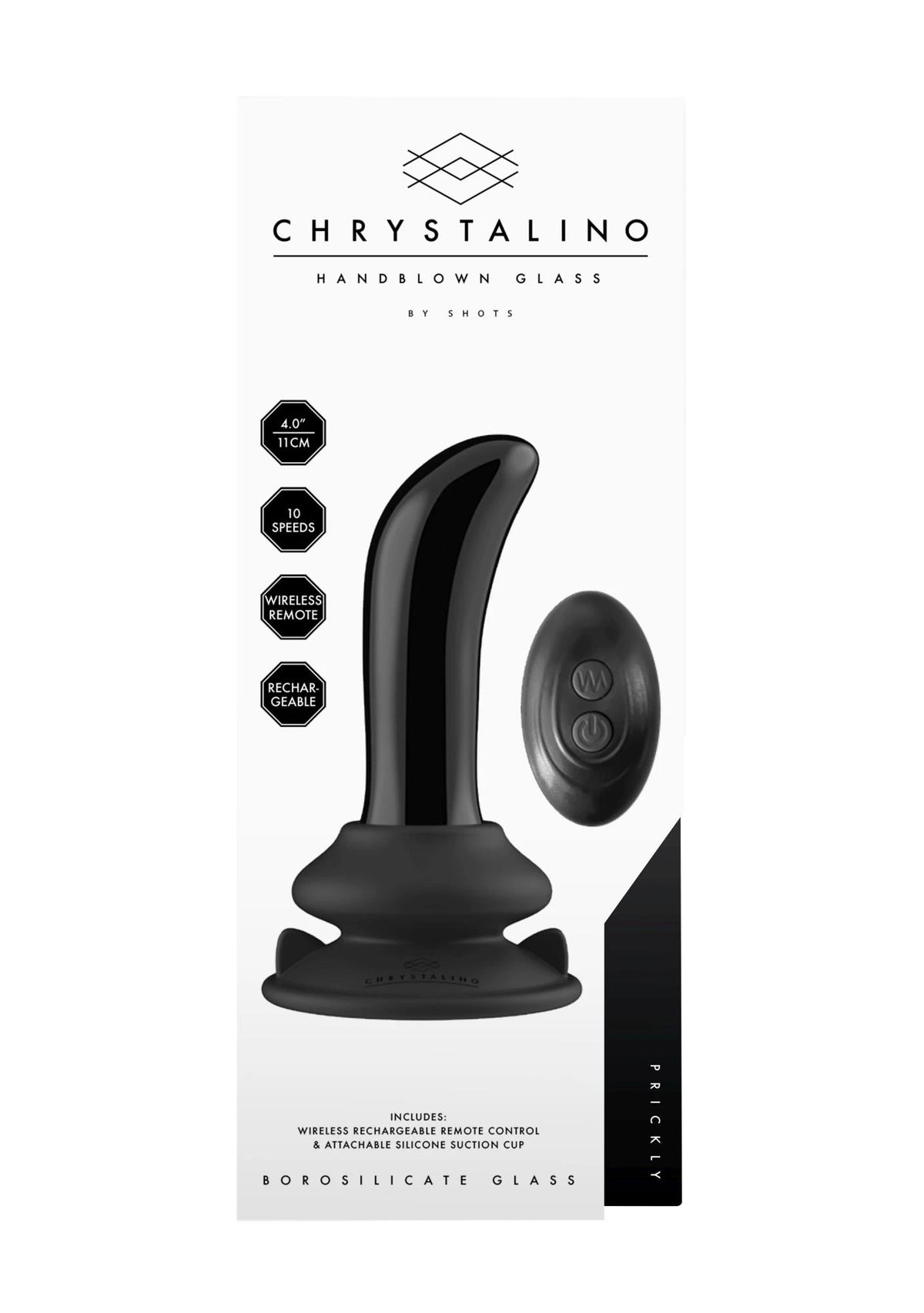 G-pont vibrátor Prickly Smooth 10 funkció – távirányítós, tapadókorongos, fekete | Chrystalino