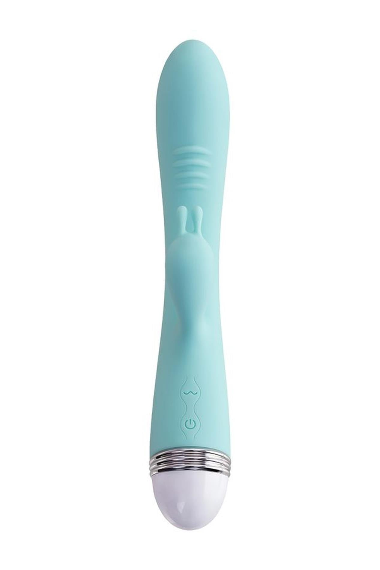 Vibromasseur avec stimulateur clitoridien Flovetta par Toyfa Iris, silicone, menthe, 22 cm