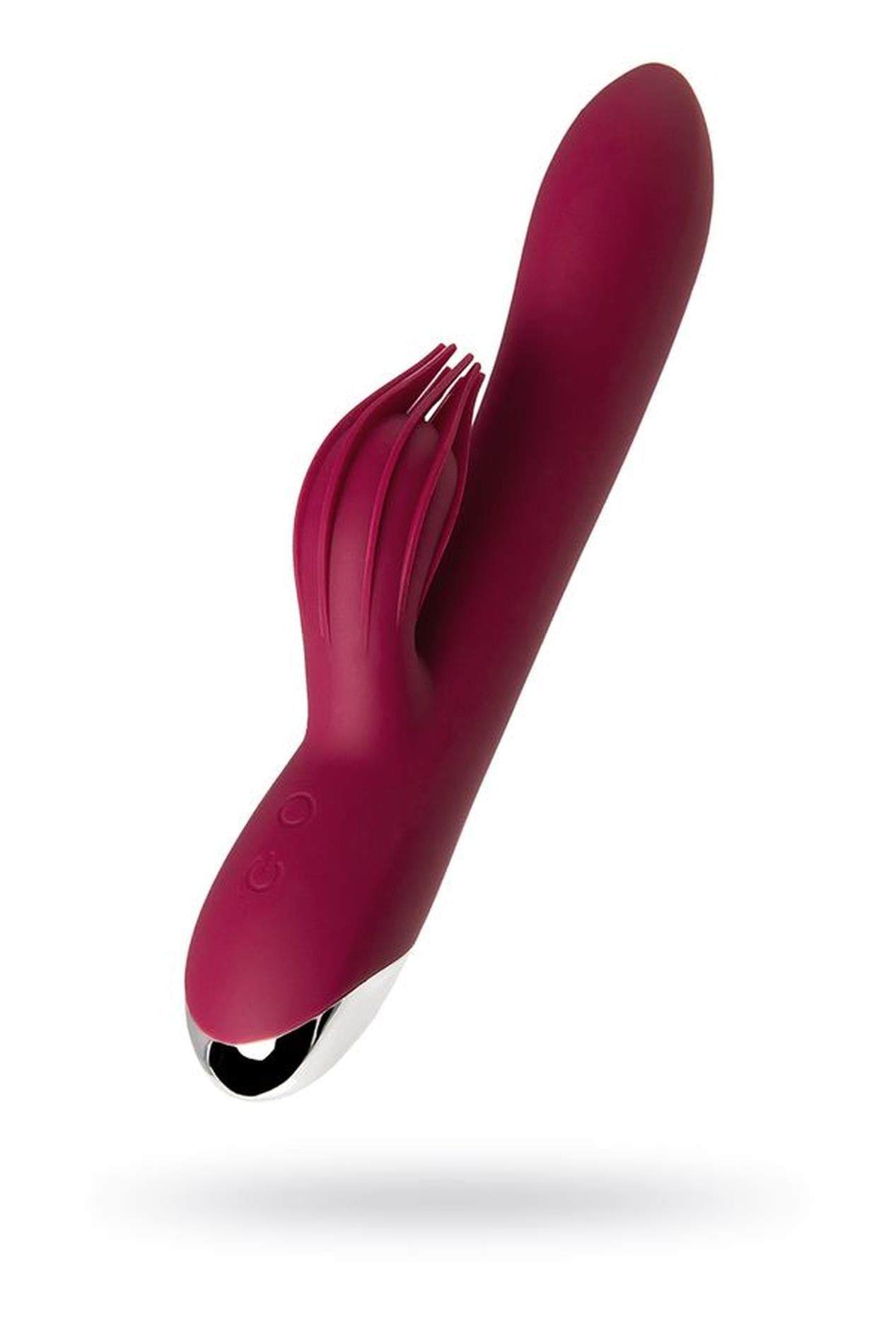 Vibromasseur avec stimulateur clitoridien L'EROINA de TOYFA Sangra, silicone, bordeaux, 20,5 cm
