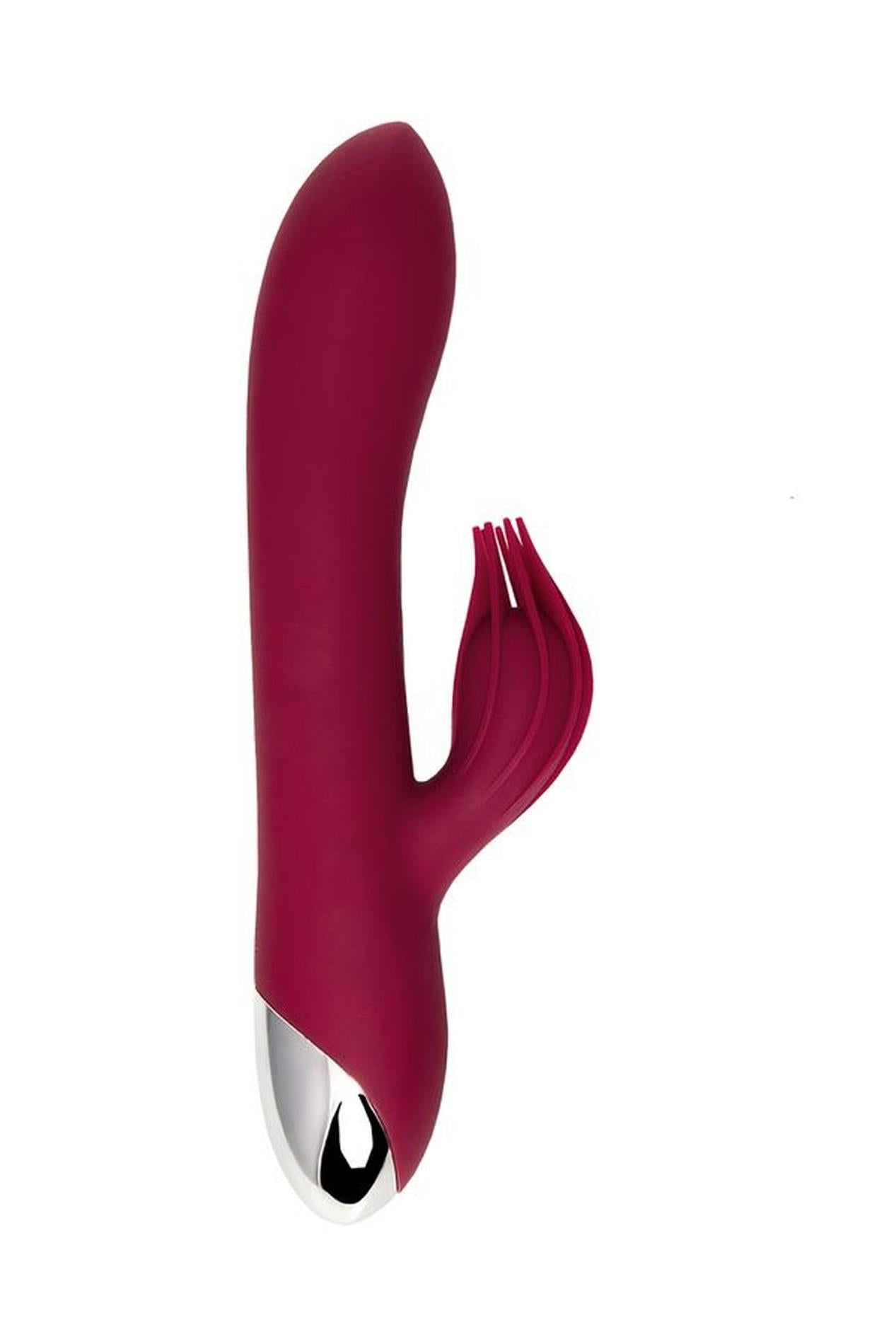Vibromasseur avec stimulateur clitoridien L'EROINA de TOYFA Sangra, silicone, bordeaux, 20,5 cm