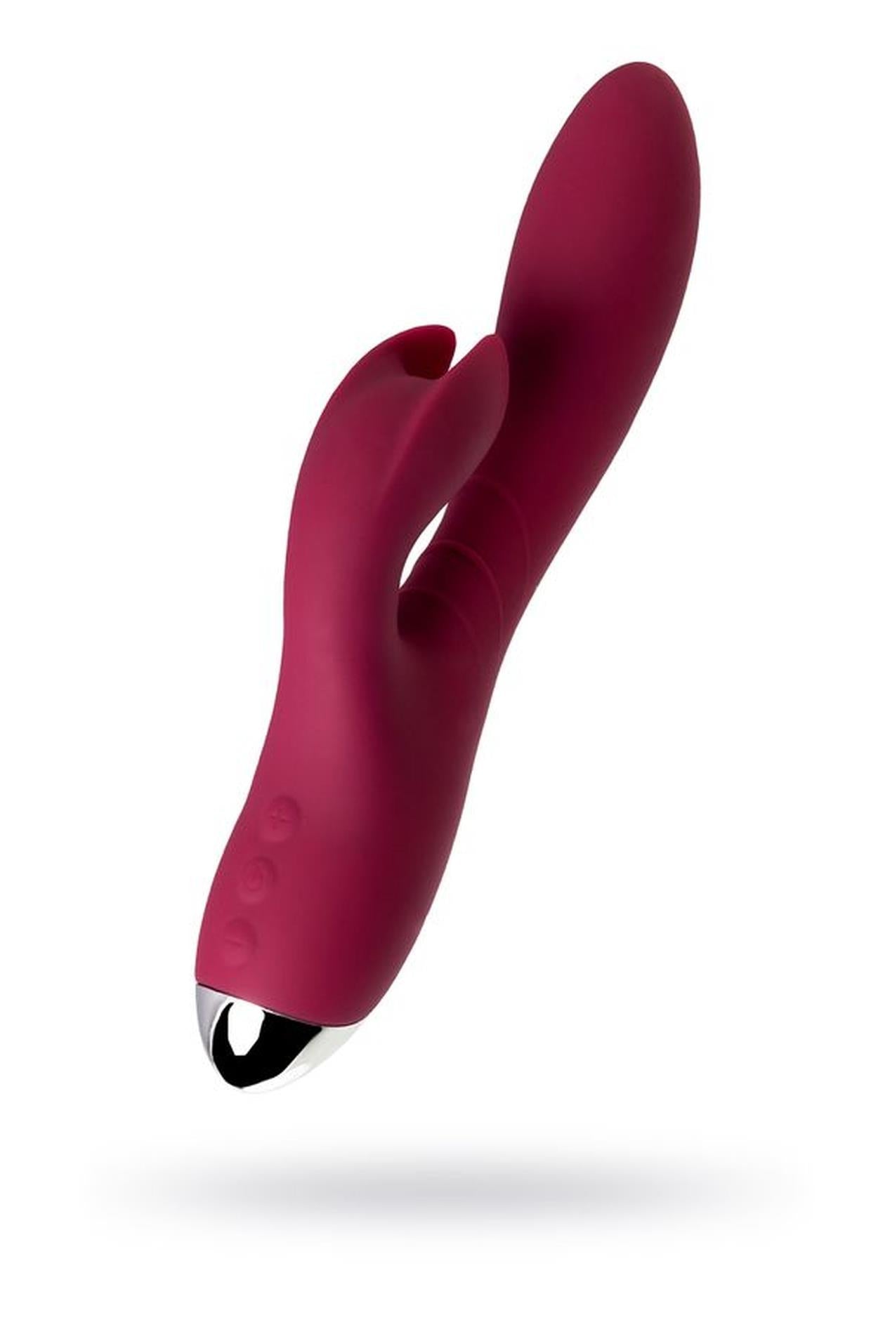 Vibromasseur avec stimulateur clitoridien L'EROINA de TOYFA Mion, silicone, bordeaux, 22 cm