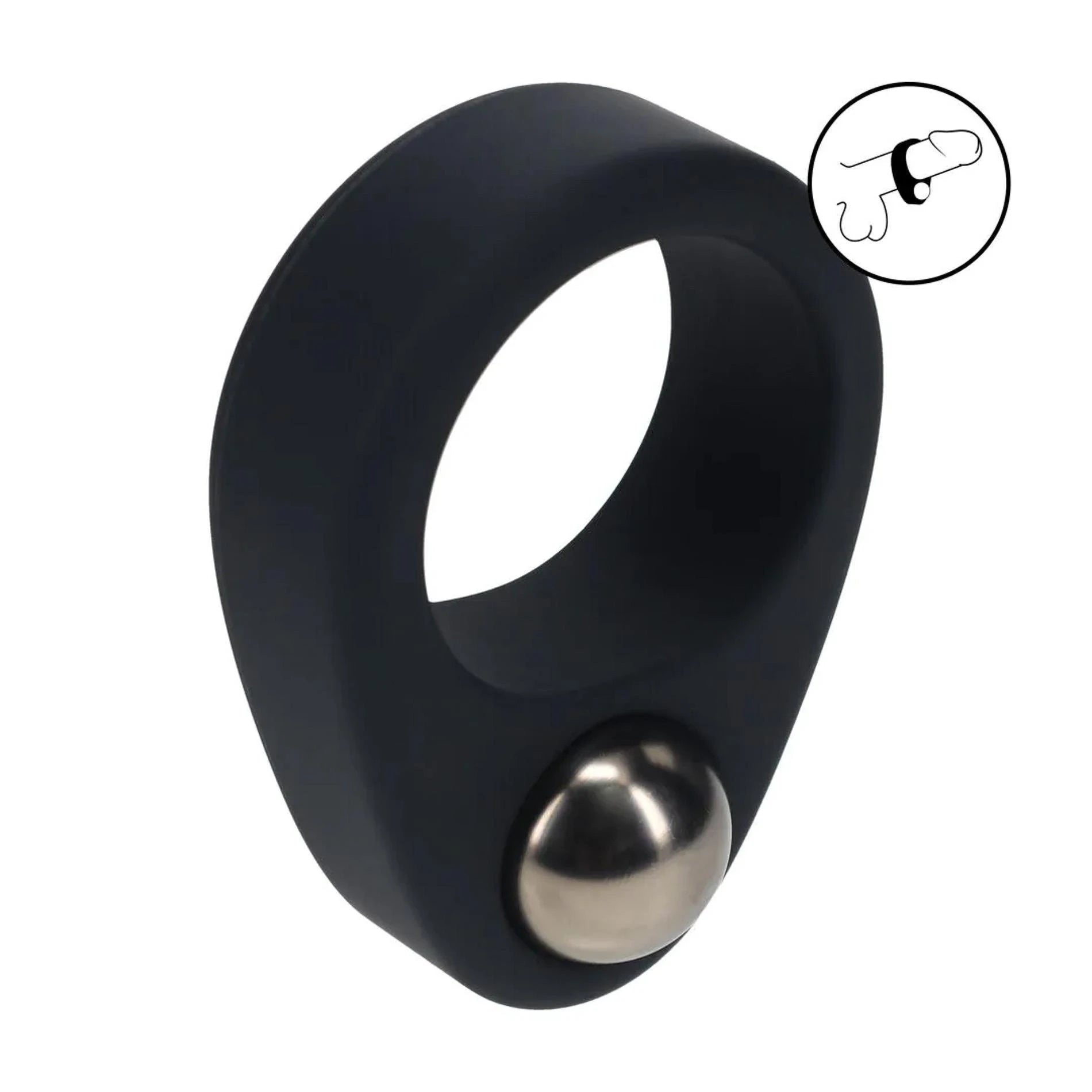 Bague pénienne lestée en silicone liquide simple – Noire