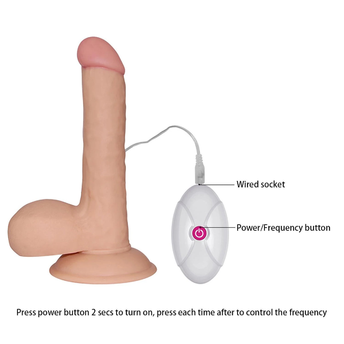 Realisztikus vibrátor 7.5″ Dude 10 sebesség – távirányítós, tapadókorongos, testszínű | Lovetoy