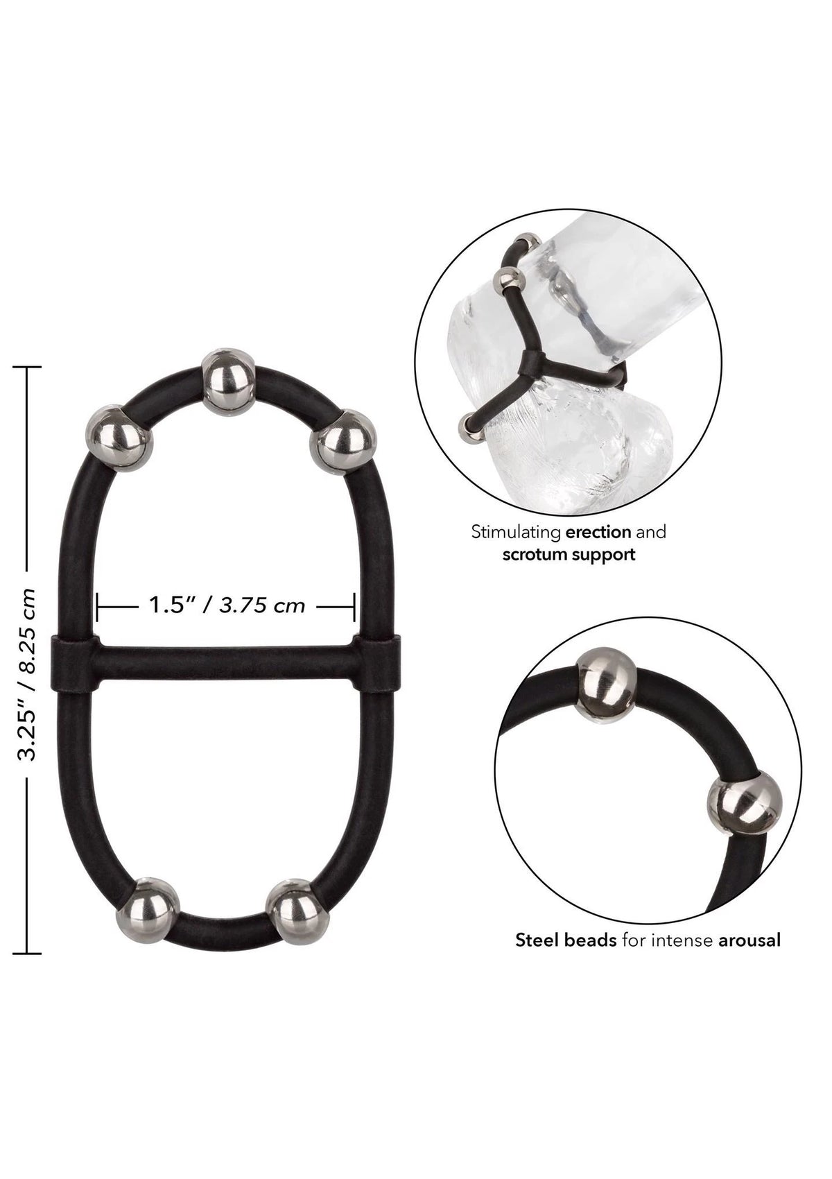 Anello fallico Beaded Maximizer – doppio, nero | Calexotics