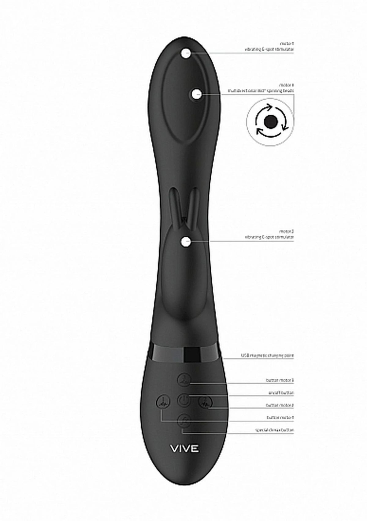 Rabbit vibrator Mira Spinning 10 functions – black | Vive