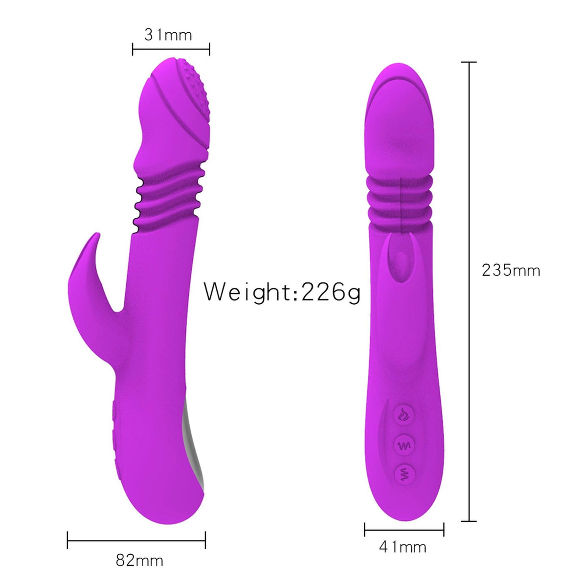 Rabbit vibrator Ella 3 7 functions – rechargeable, heating, fuchsia | Favorites