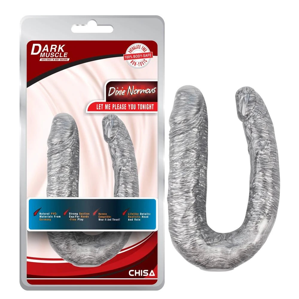 Dildo Dixie Normous – doppio, argento | DarkMuscle