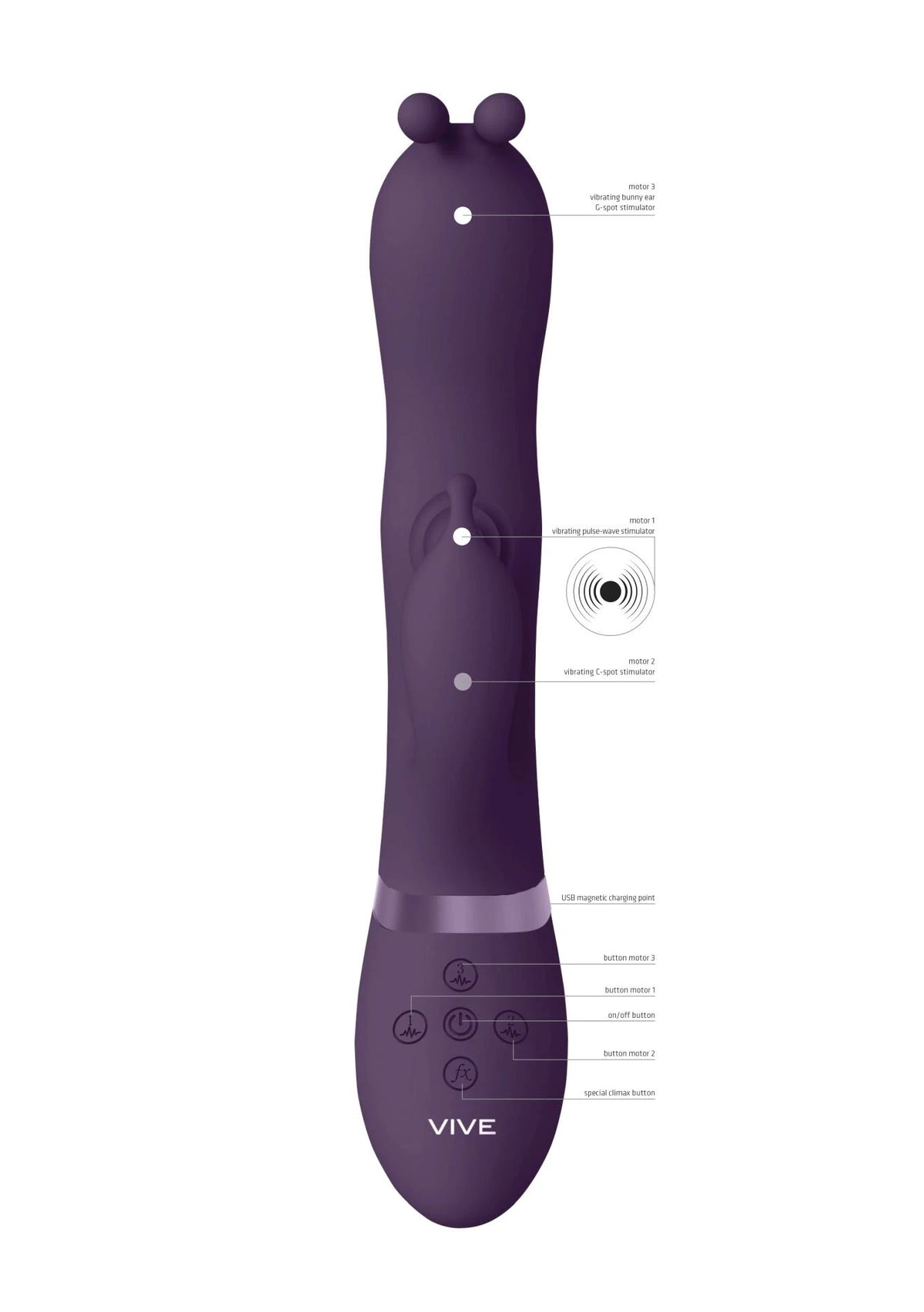 Rabbit-Vibrator Gada Ear Pulse Wave Shaft 10 Funktionen | Vive
