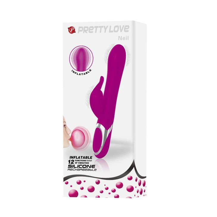 Rabbit-Vibrator Neil 12 Funktionen – wiederaufladbar, aufblasbar, lila | Pretty Love