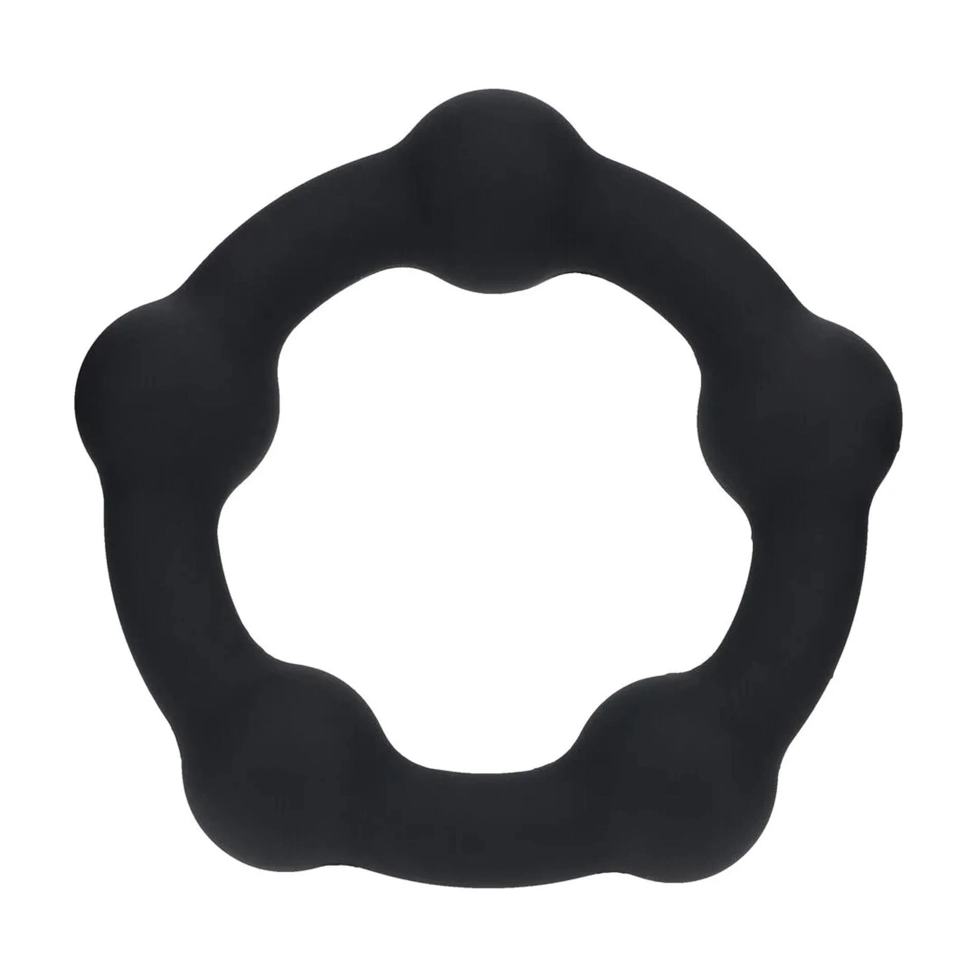 Anneau de pénis en silicone perlée - M - 35 mm - Noir