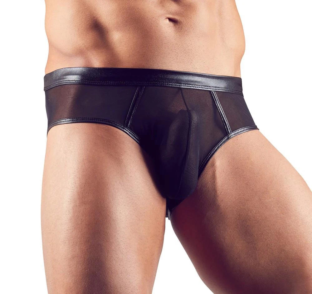 Cueca de homem – wetlook, preta | Svenjoyment