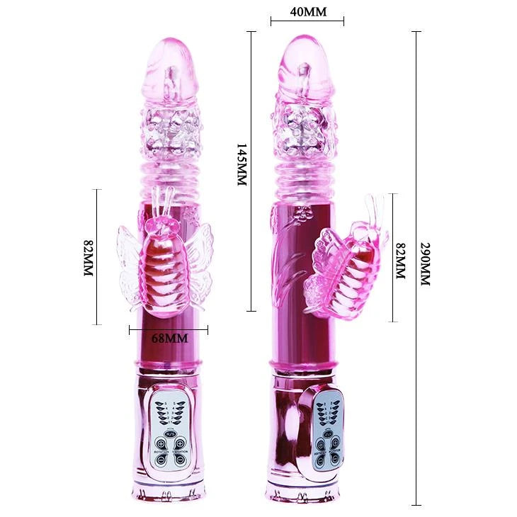 Vibratore rabbit Throbbing Butterfly 5 funzioni – ricaricabile, rosa | Baile