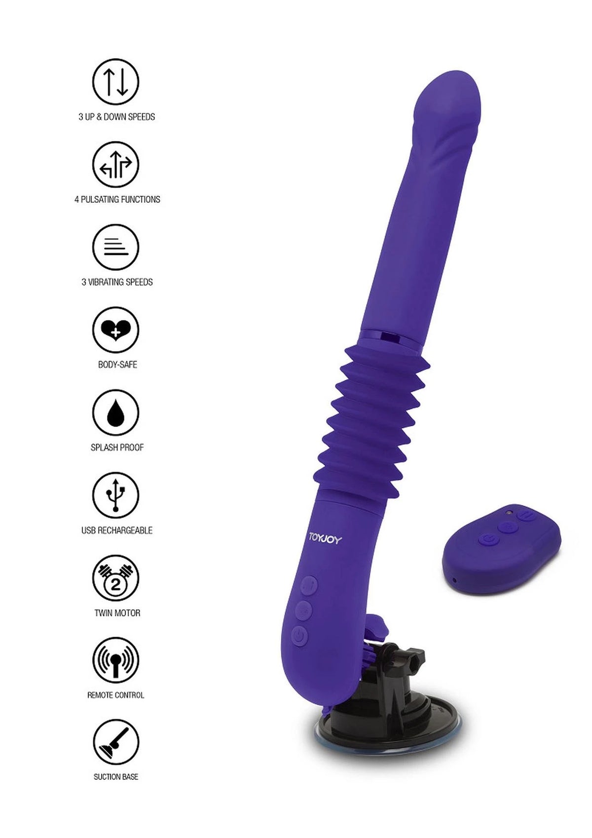 Vibrador clássico Magnum Opus Supreme Thruster 2 – com impulso, roxo | ToyJoy