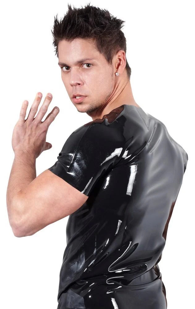 Men's shirt – latex, mini, black | Late X