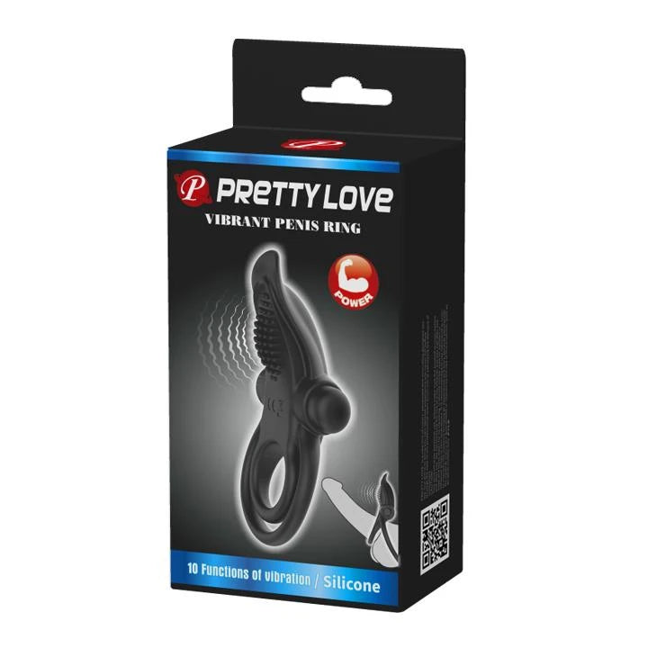 PRETTY LOVE - ANNEAU VIBRANT PÉNIS Noir - 10 fonctions de vibration
