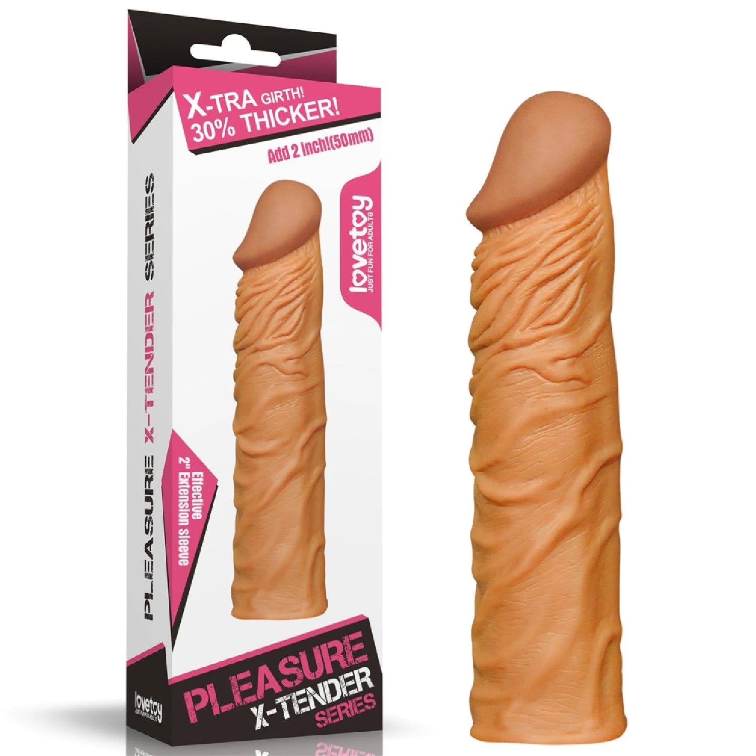 Ajouter 2"" Pleasure X Tender Gaine Pénienne Marron