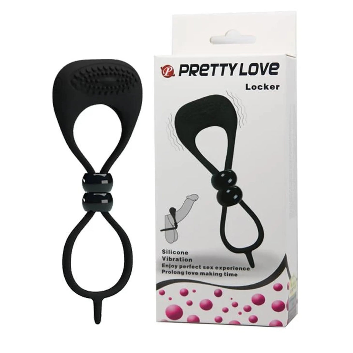 Anel peniano Locker – vibratório, preto | Pretty Love
