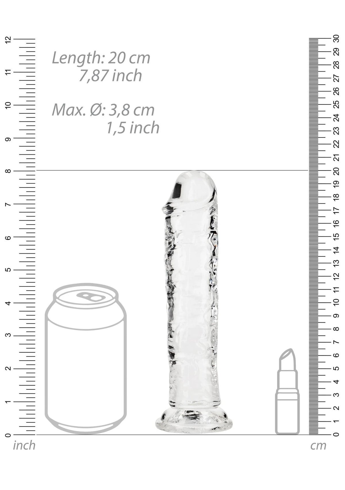 Dildo realistico Straight – con ventosa, trasparente 5.5 cm | RealRock