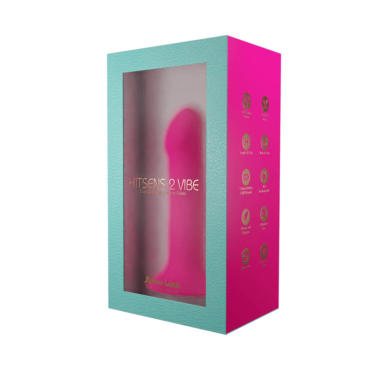 Realistic vibrator Hitsens 2 10 functions – rechargeable, cyberskin, red | Adrien Lastic