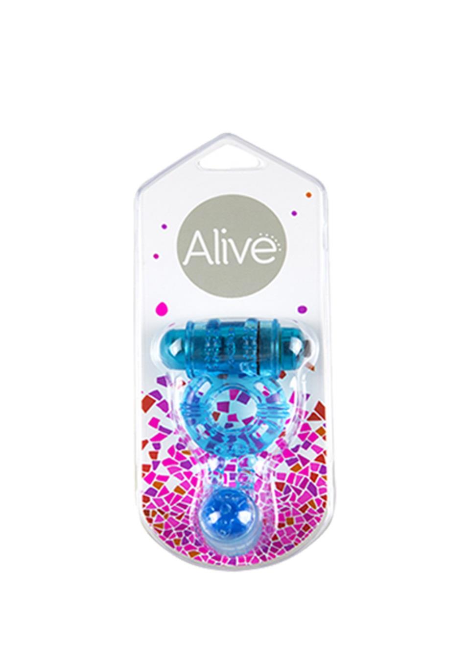 Anello fallico Pierścień-Wibrator Func:1 – vibrante, doppio, blu | Alive