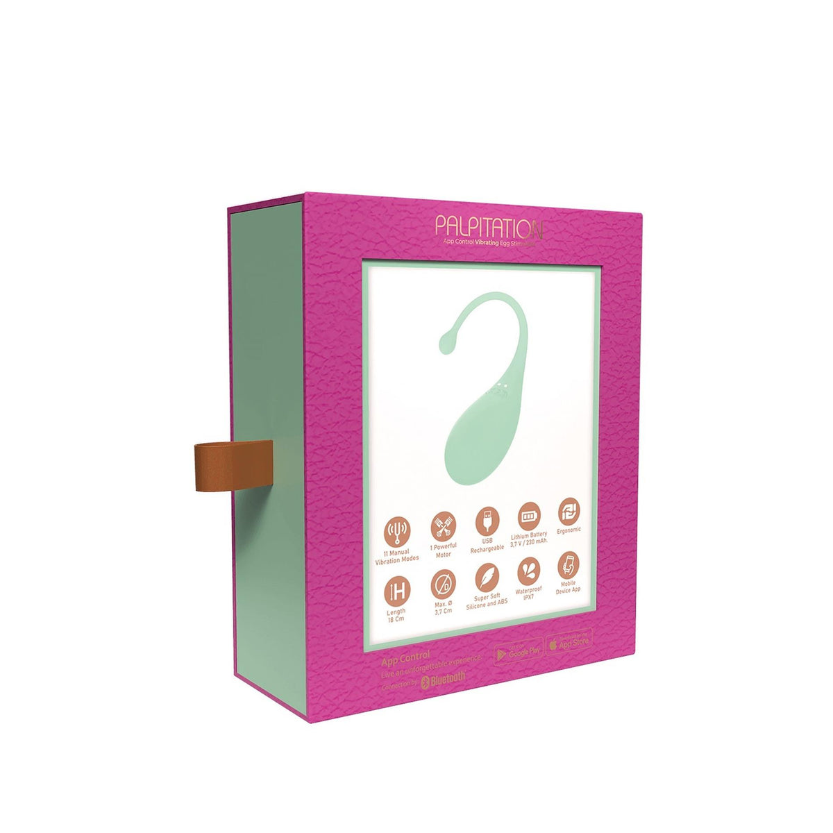 Œuf vibrant Palpitation 9 fonctions – contrôlé par appli, rechargeable, turquoise | Adrien Lastic
