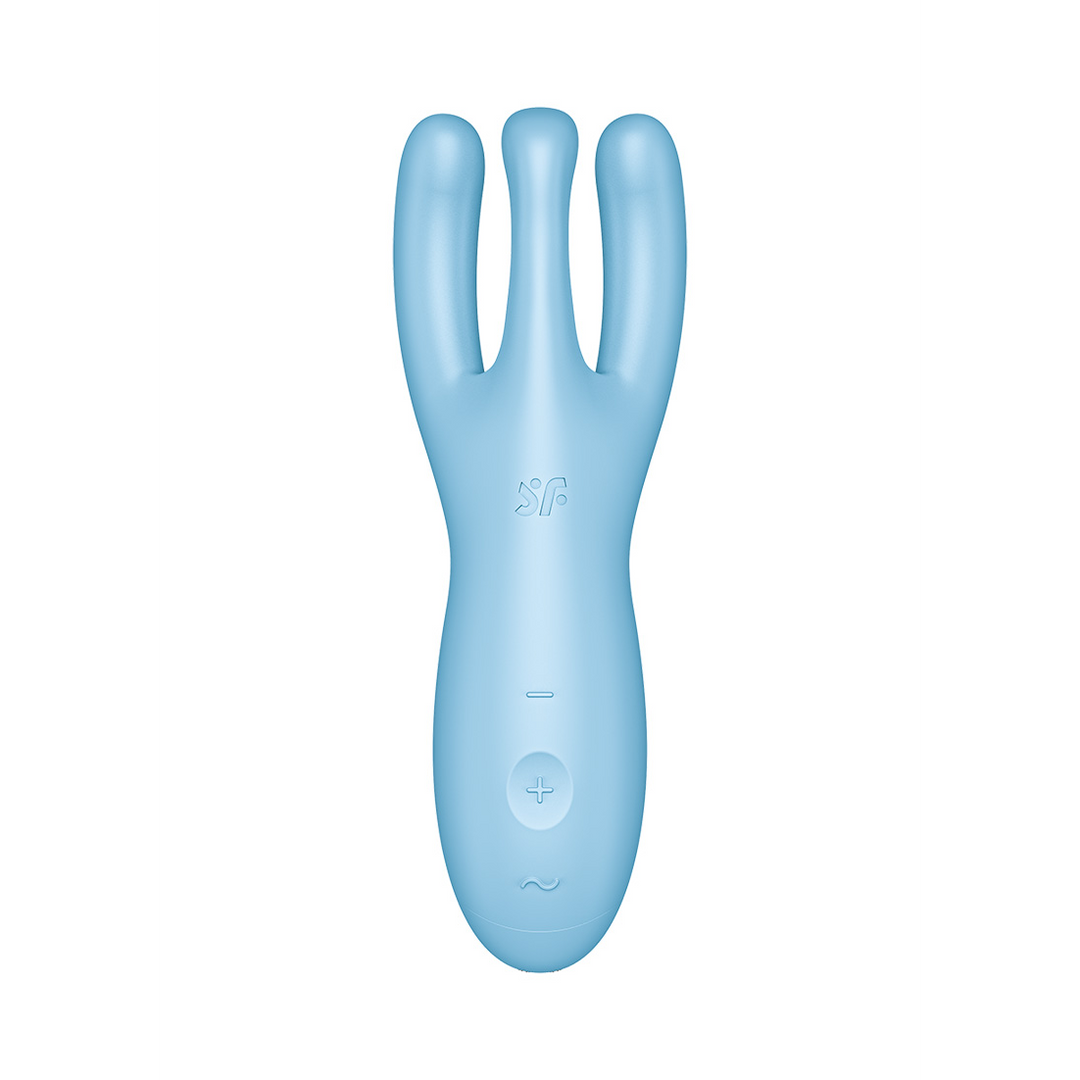 Vibrador clásico Threesome 4Plus Lay – control por app, azul | Satisfyer