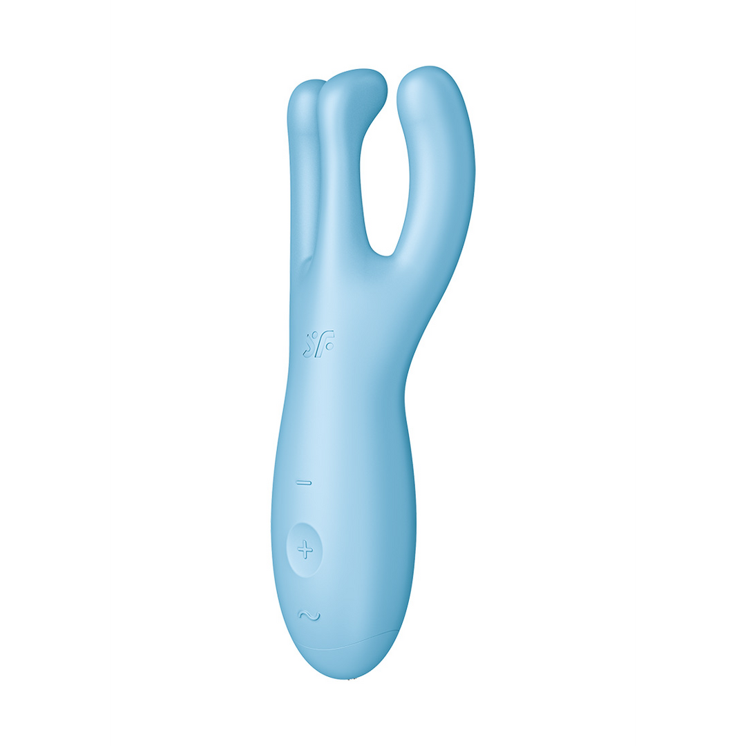 Vibromasseur classique Threesome 4Plus Lay – contrôlé par appli, bleu | Satisfyer