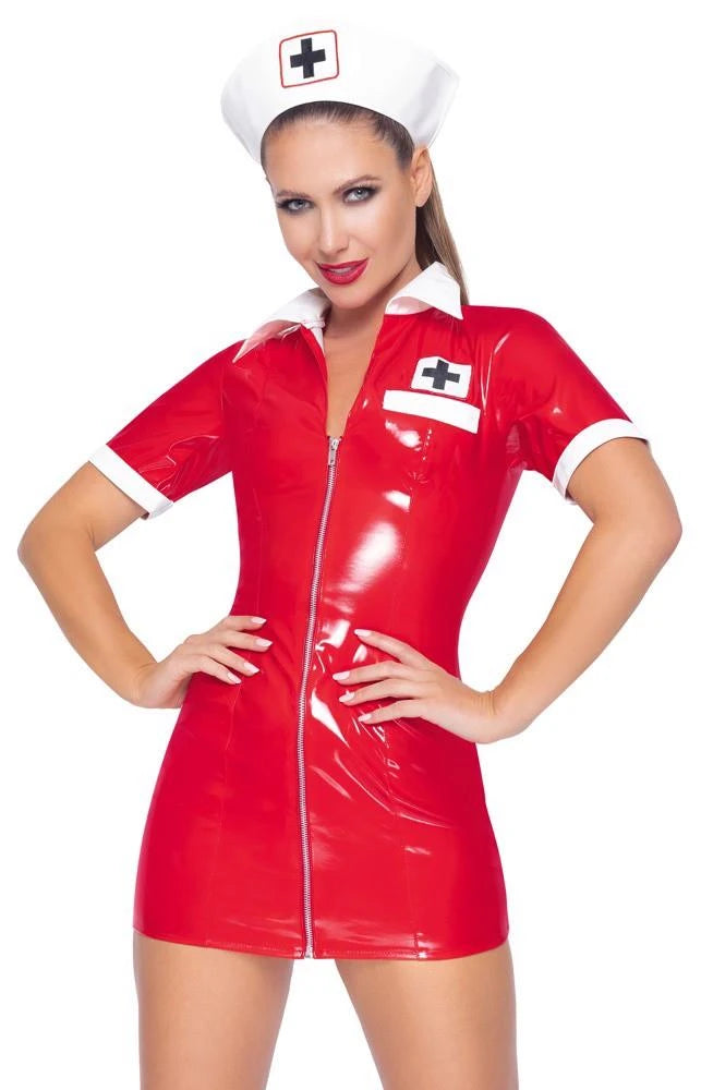 Infirmière en vinyle rouge S
