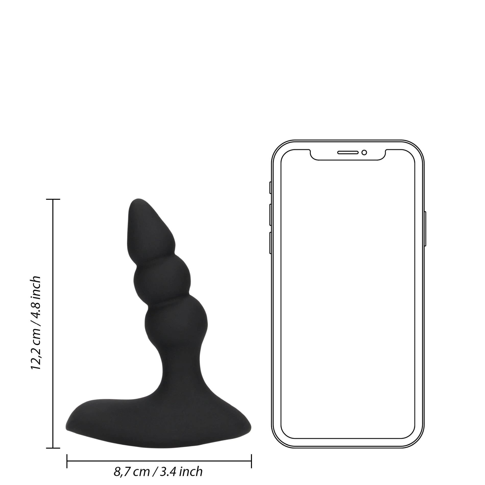 Beaded Vibrating Anal Plug with Remote Control - Licorice Black