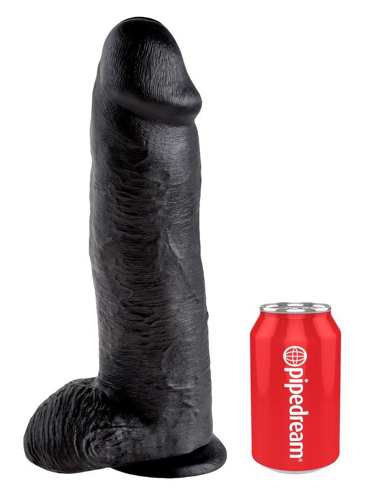 Dildo realistico – con ventosa, in cyberskin, nero | King Cock