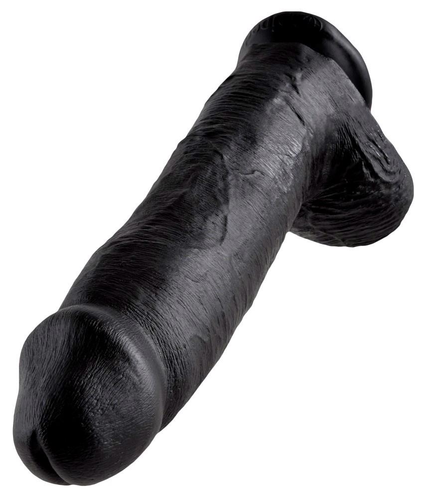 Dildo realistico – con ventosa, in cyberskin, nero | King Cock
