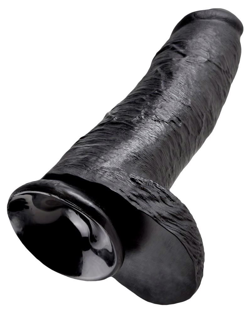 Dildo realistico – con ventosa, in cyberskin, nero | King Cock