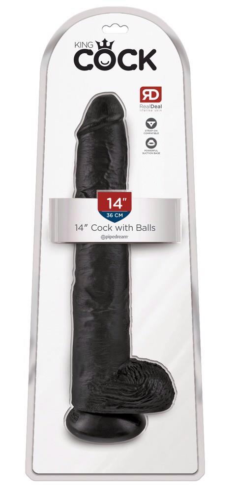 King Cock 14" Pénis avec Testicules Sombre