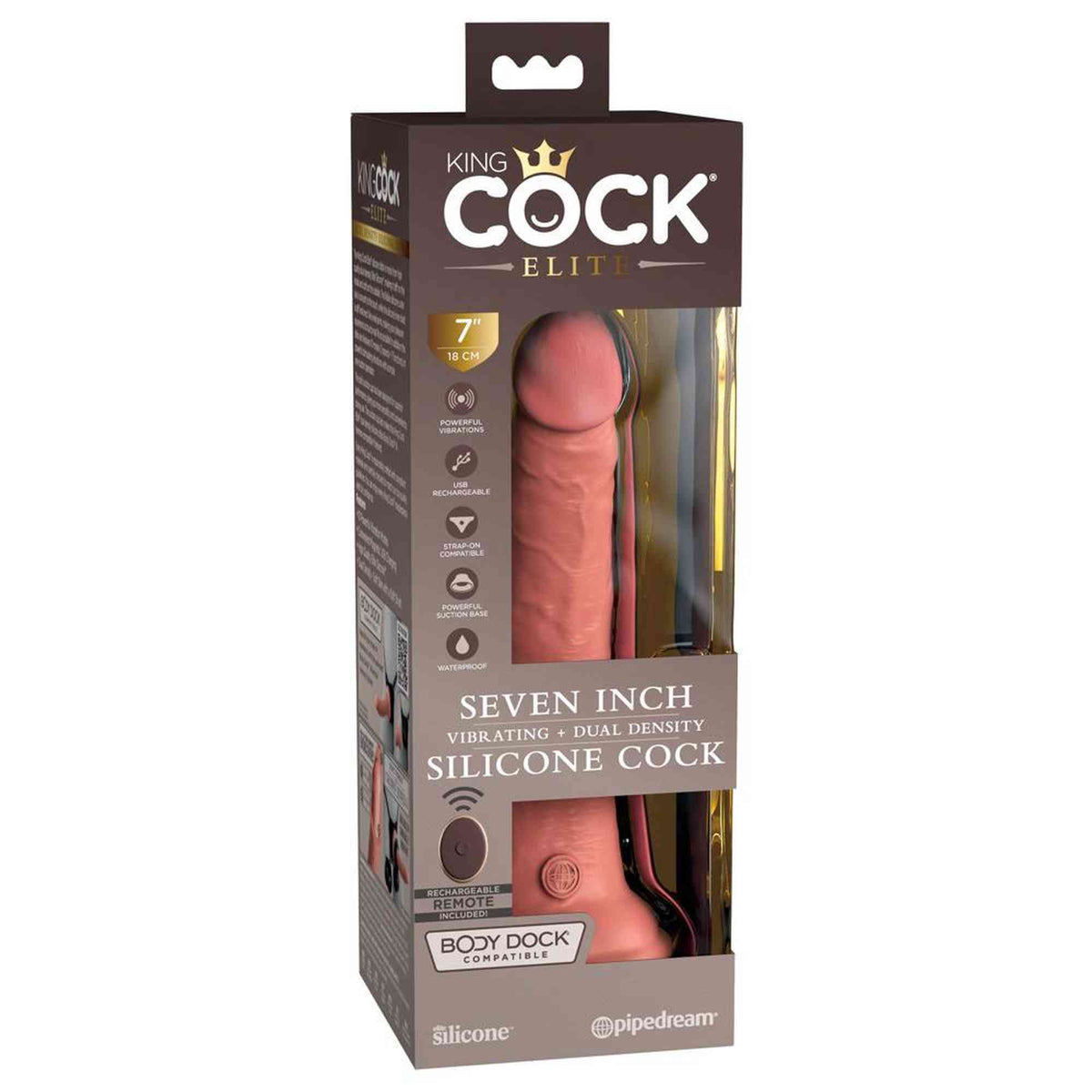 Realistischer Dildo KCE 7 DD Lig – wiederaufladbar, mit Saugnapf | King Cock Elite