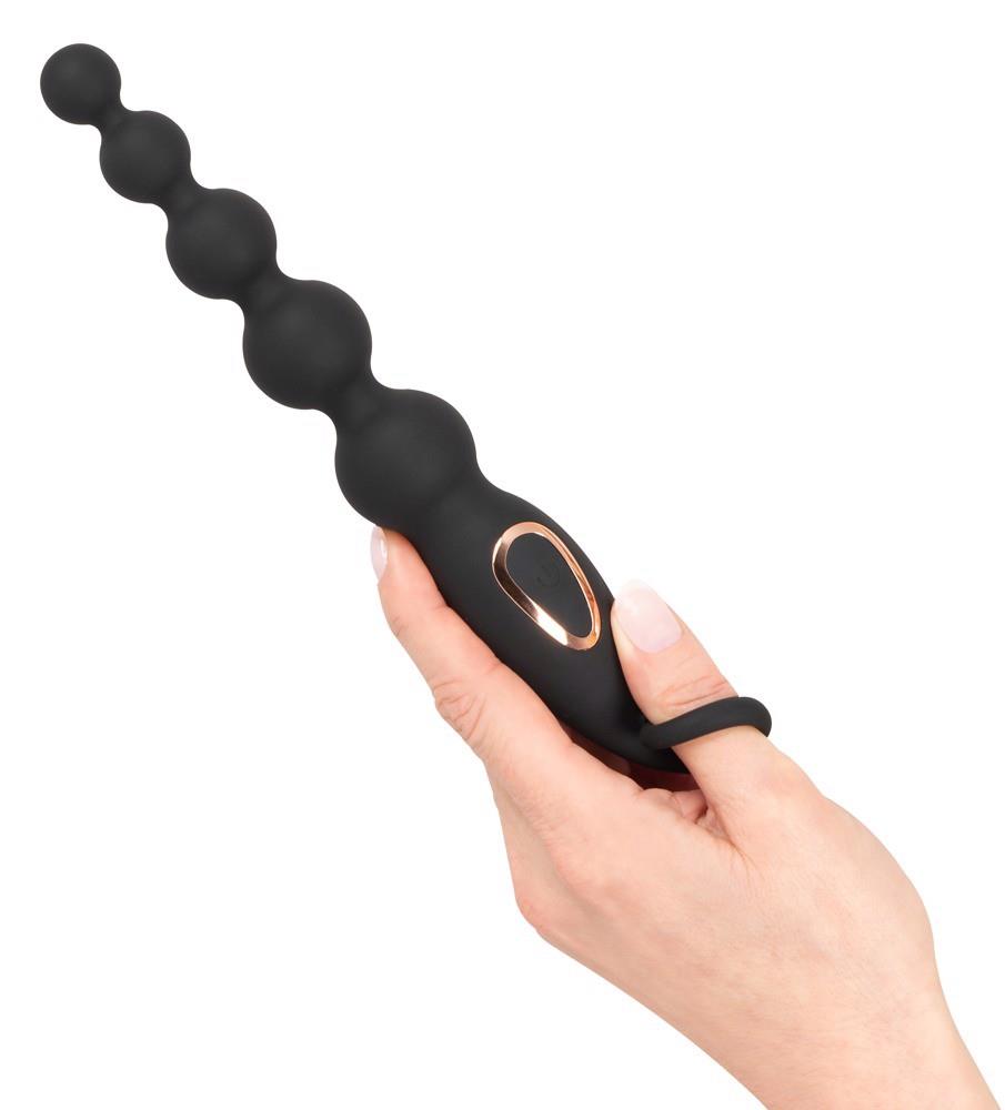 Anal beads 7 functions – rechargeable, black | ANOS