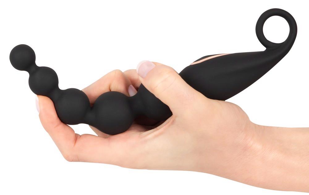 Anal beads 7 functions – rechargeable, black | ANOS