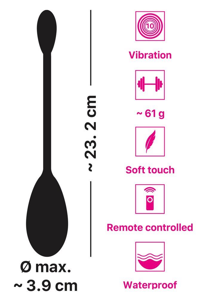 Huevo vibrador Single 10 funciones – con mando a distancia, recargable, morado | Training Pleasure Balls