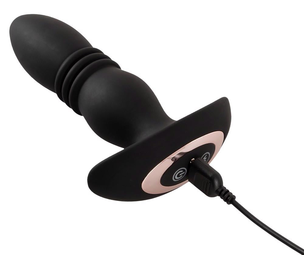 Butt plug 10 functions – vibrating, thrusting, black | ANOS