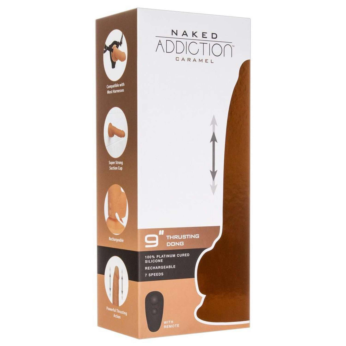 Realistic vibrator 22.86 cm – remote control, with suction cup, nude | Naked Addiction