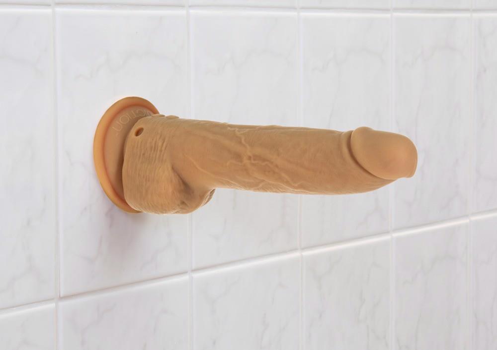 Realistic vibrator 22.86 cm – remote control, with suction cup, nude | Naked Addiction