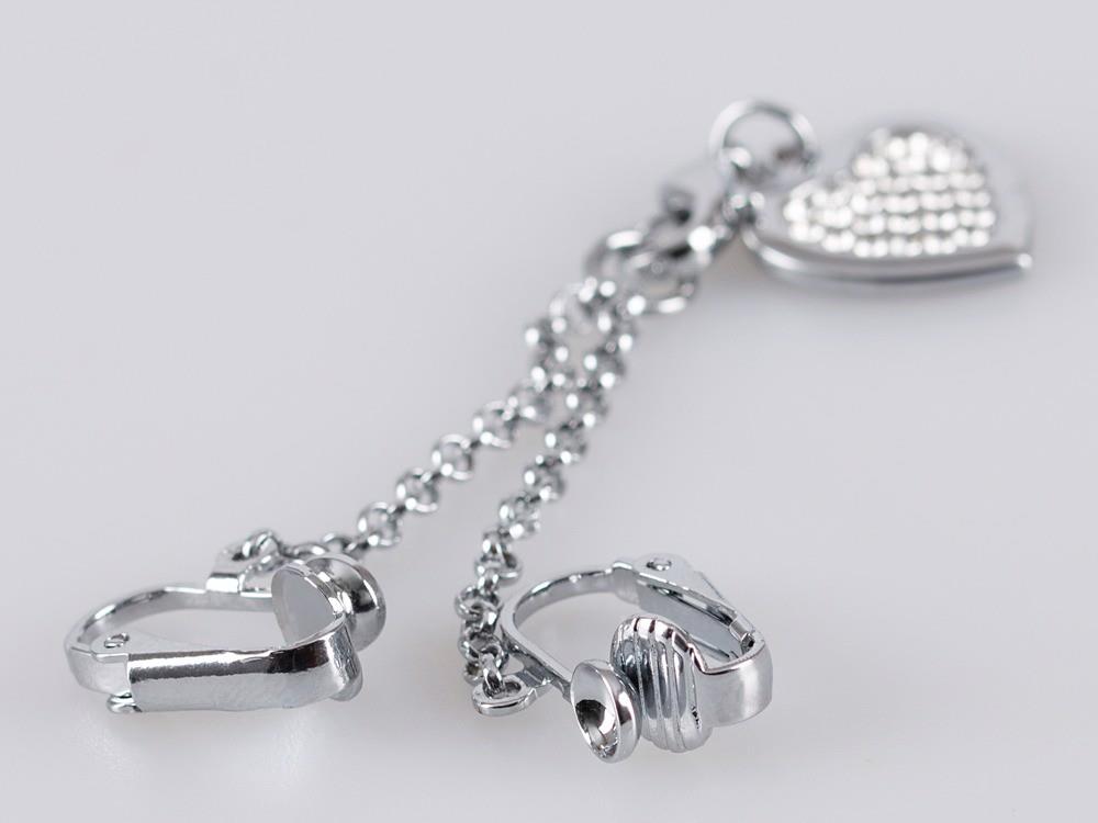 Pinze per capezzoli Heart shaped Chain – argento | Il mio negozio