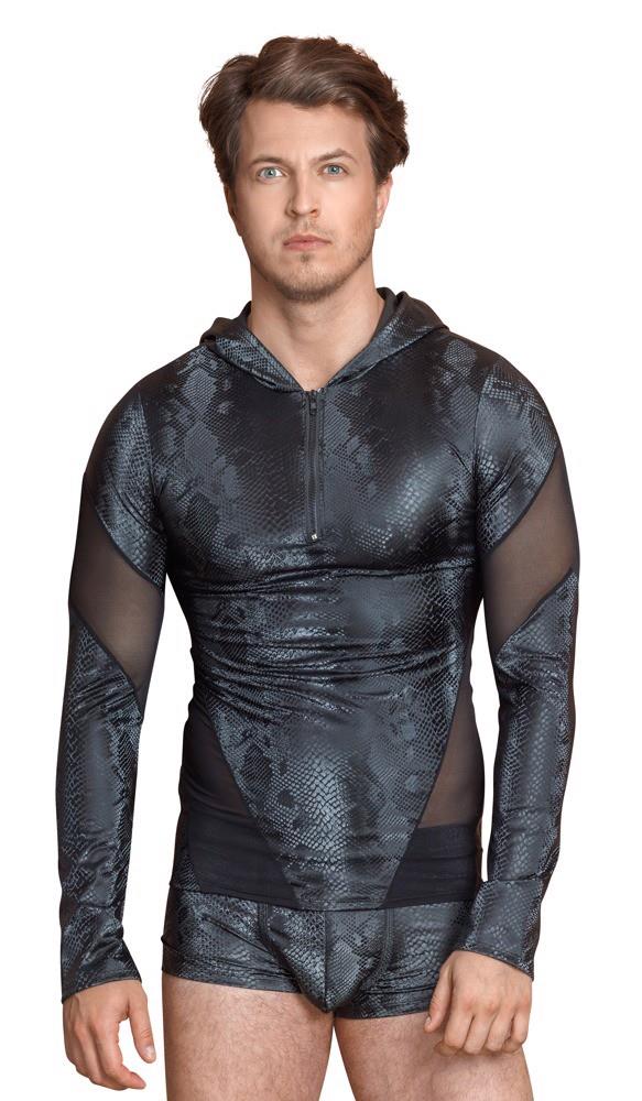 Camiseta de hombre – manga larga, con cremallera, negra | NEK
