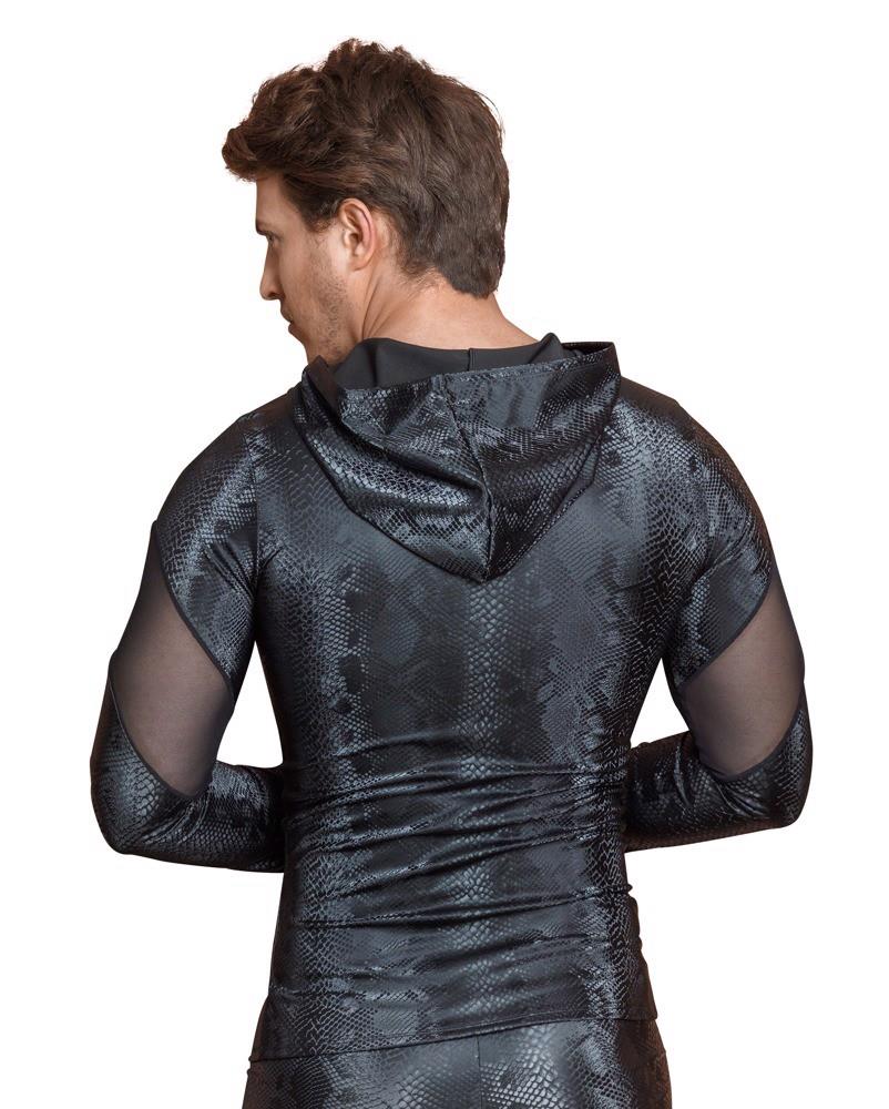 Camiseta de hombre – manga larga, con cremallera, negra | NEK