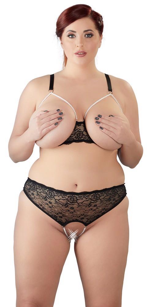 Ensemble de lingerie – en dentelle, ouvert, noir 22129001041 | Cottelli CURVES